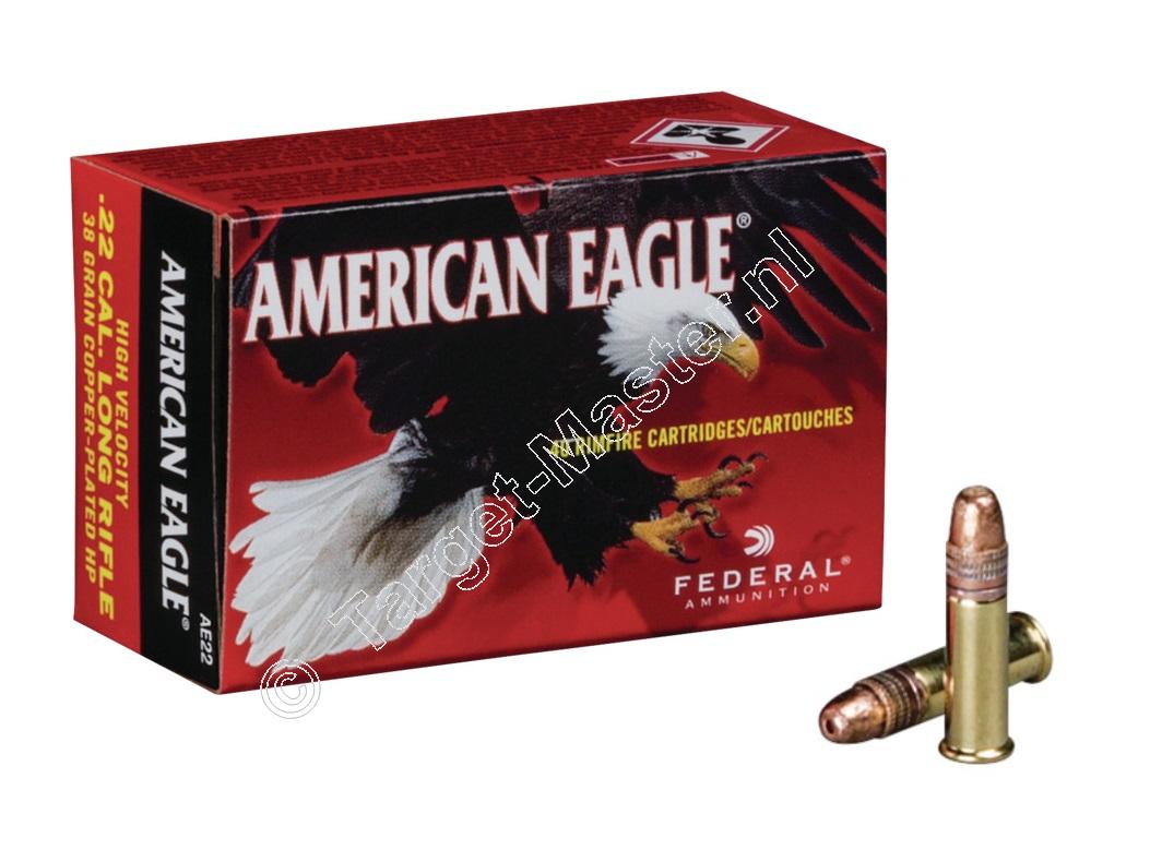 American Eagle HIGH VELOCITY HP Ammunition .22 Long Rifle 38 grain Hollow Point box of 40